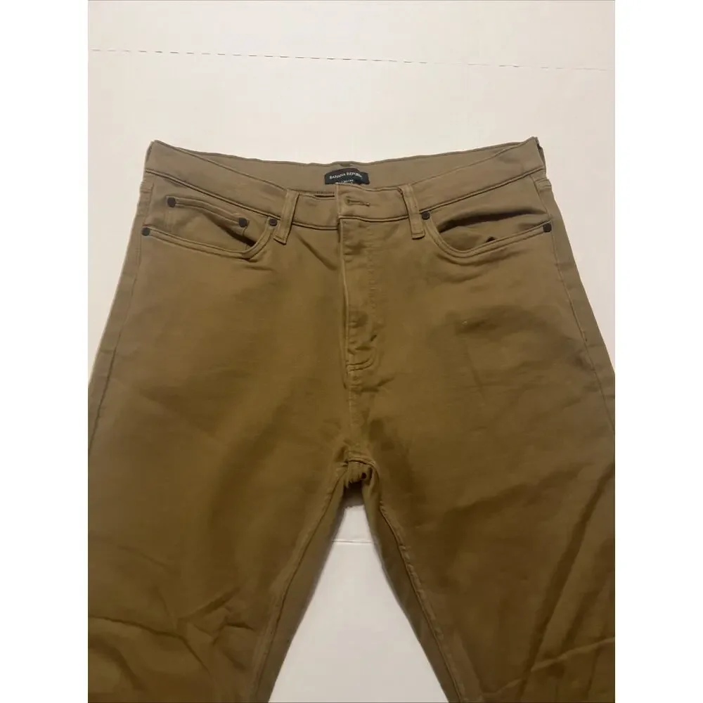 Banana Republic Men's 5 Pocket Pant Slim Fit Stretch Fabric Dark Tan Size 36x32